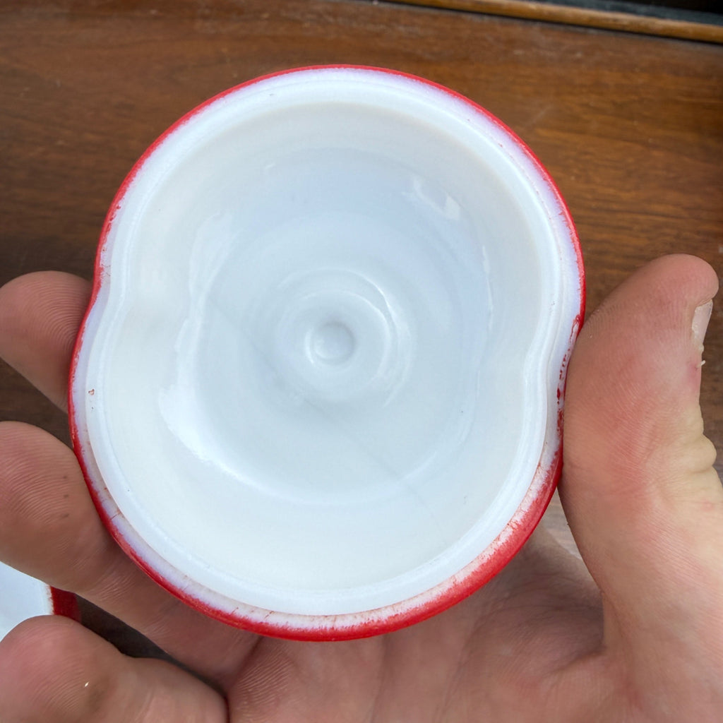 Vintage Hazel Atlas Painted Milk Glass Strawberry Jam Jar With Lid