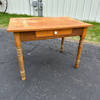 Antique Primitive Pine Wooden Table w/ Single Drawer