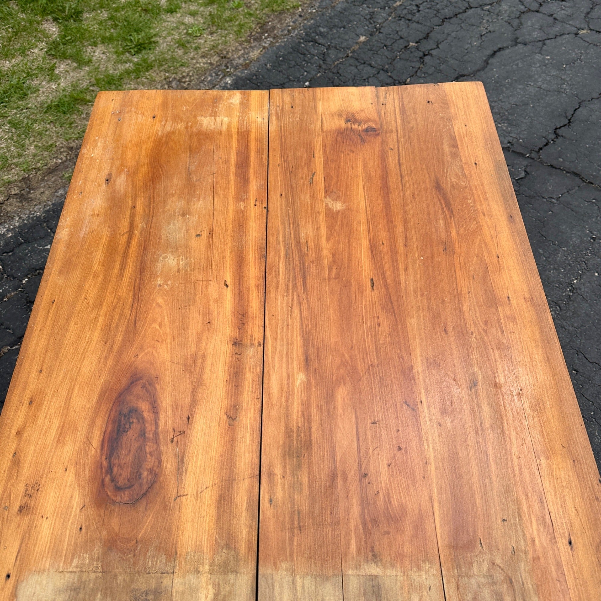 Antique Primitive Pine Wooden Table w/ Single Drawer