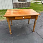 Antique Primitive Pine Wooden Table w/ Single Drawer