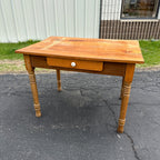 Antique Primitive Pine Wooden Table w/ Single Drawer