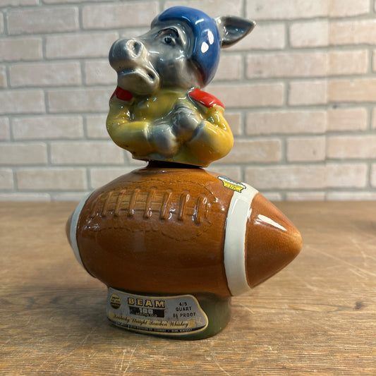 Vintage 1972 Jim Beam Democrat Donkey Football Decanter EMPTY