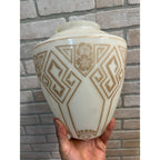 Antique Art Deco Nouveau Milk Glass Acorn Ceiling Light Fixtures Set (6)