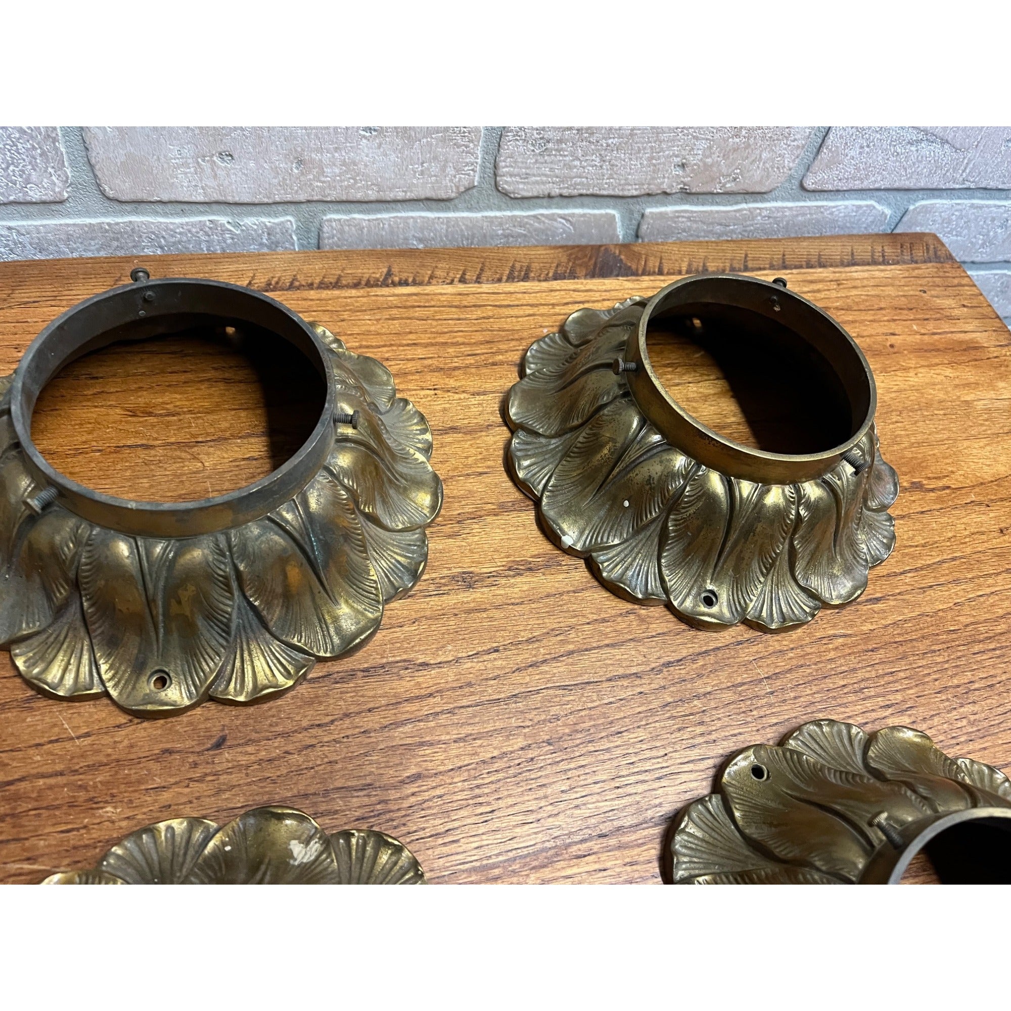 Antique Art Deco Nouveau Milk Glass Acorn Ceiling Light Fixtures Set (6)