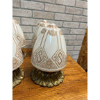 Antique Art Deco Nouveau Milk Glass Acorn Ceiling Light Fixtures Set (6)