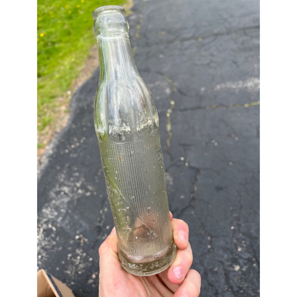 Vintage  Waushara Bottling Co Wisconsin Wis Soda Bottle Embossed 1940s Art Deco