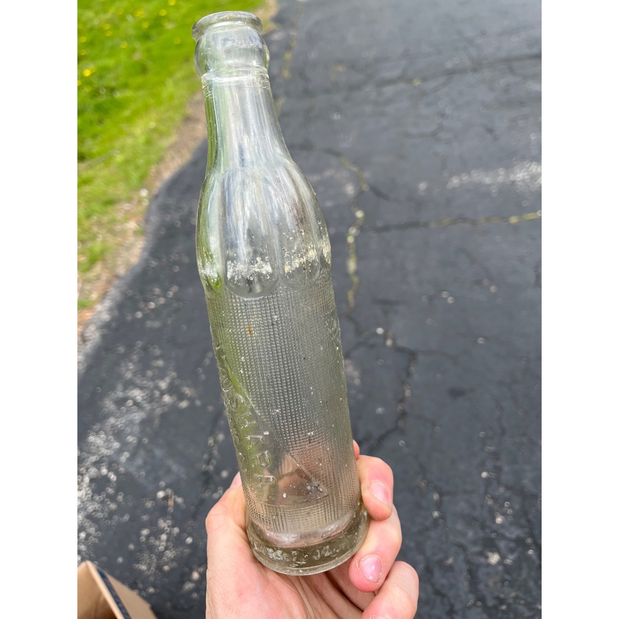 Vintage  Waushara Bottling Co Wisconsin Wis Soda Bottle Embossed 1940s Art Deco