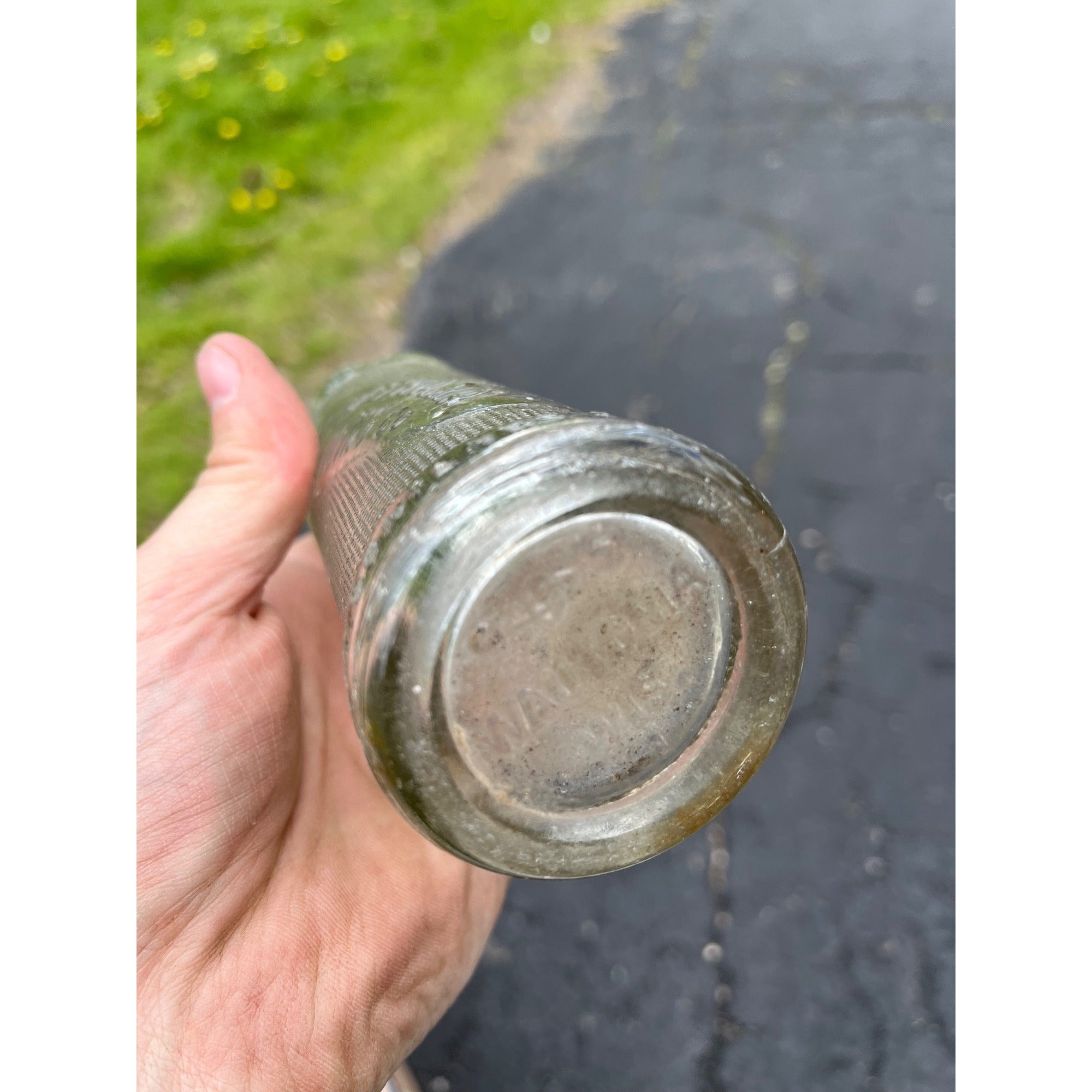 Vintage  Waushara Bottling Co Wisconsin Wis Soda Bottle Embossed 1940s Art Deco