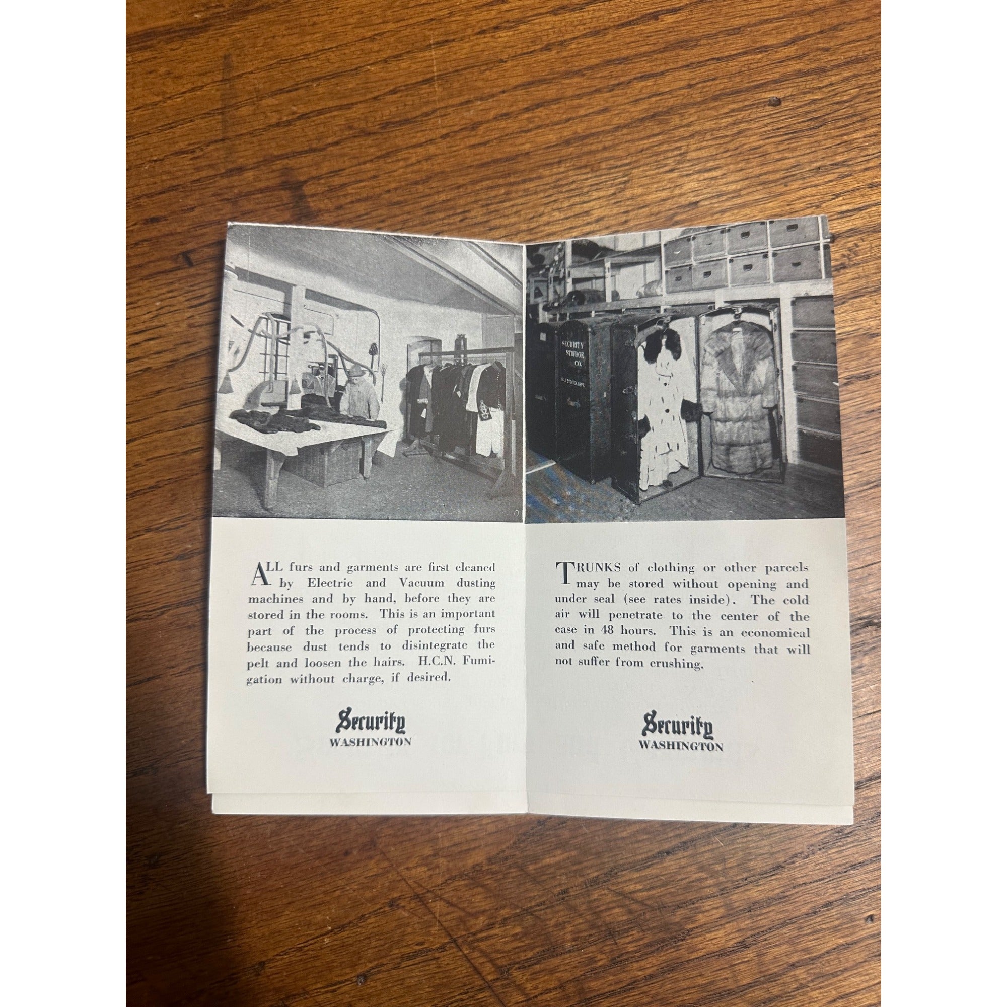 Vintage Early 1900s Security Storage Co. Washington DC Advertising Fur Coats