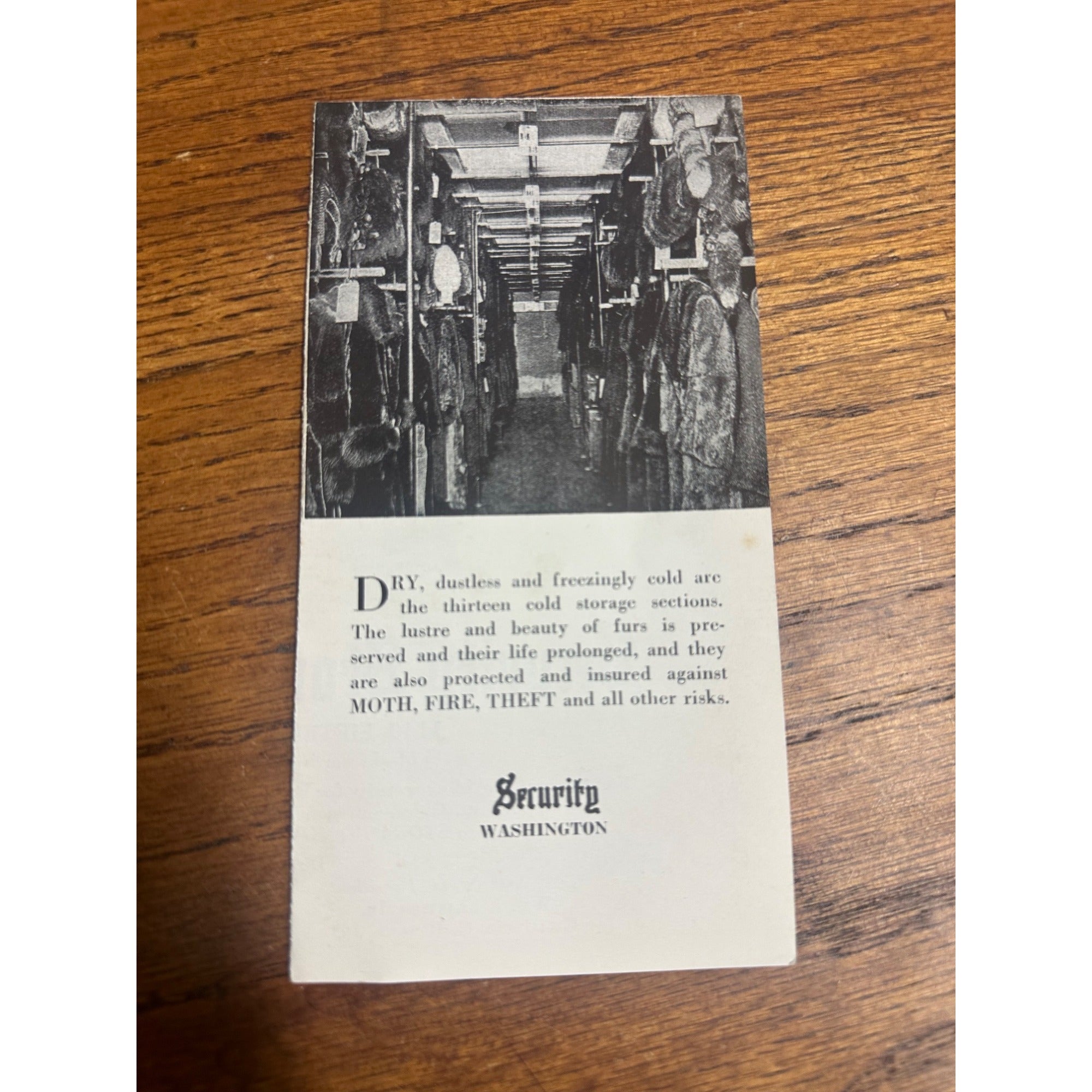 Vintage Early 1900s Security Storage Co. Washington DC Advertising Fur Coats