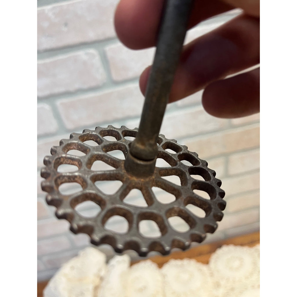 Vintage Cast Steel Primitive Antique Potato Ricer Food Masher Kitchen Tool Utensil