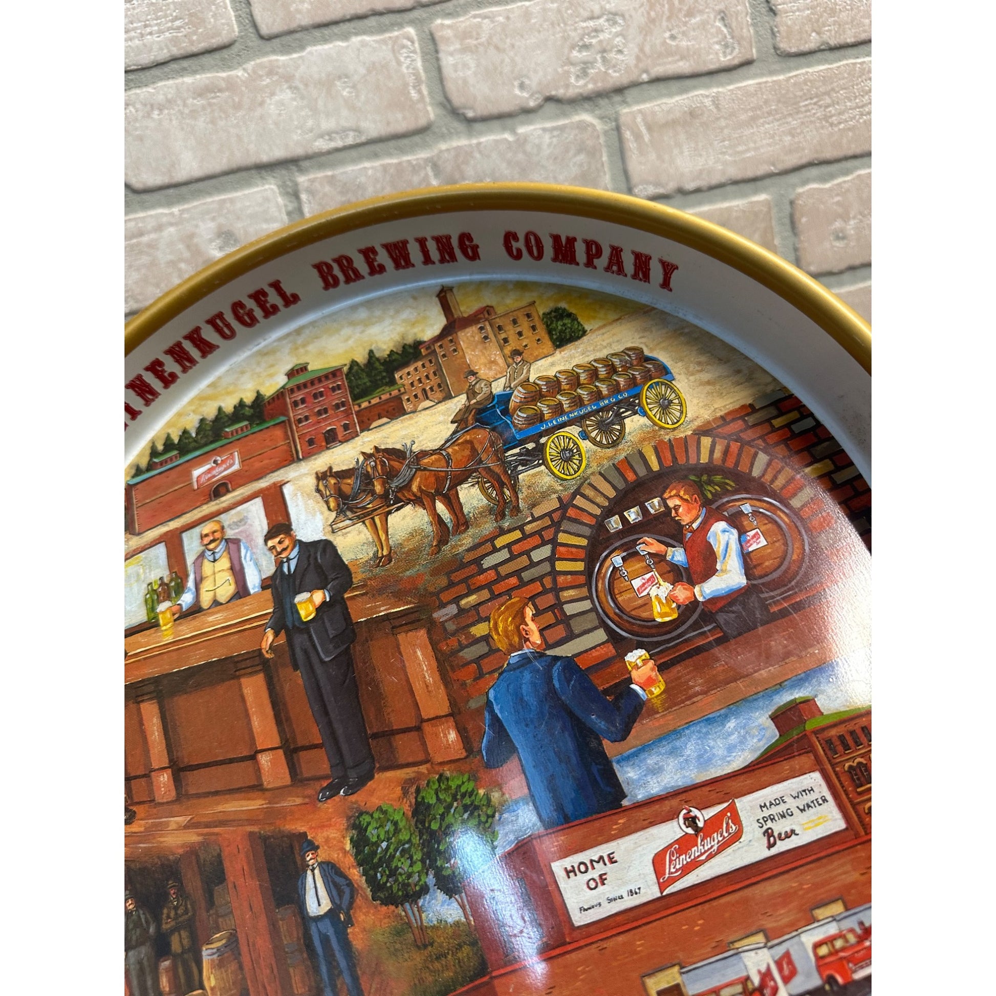 Vintage Leinenkugel's 125th Anniversary Beer Advertising 13" Tray Sign