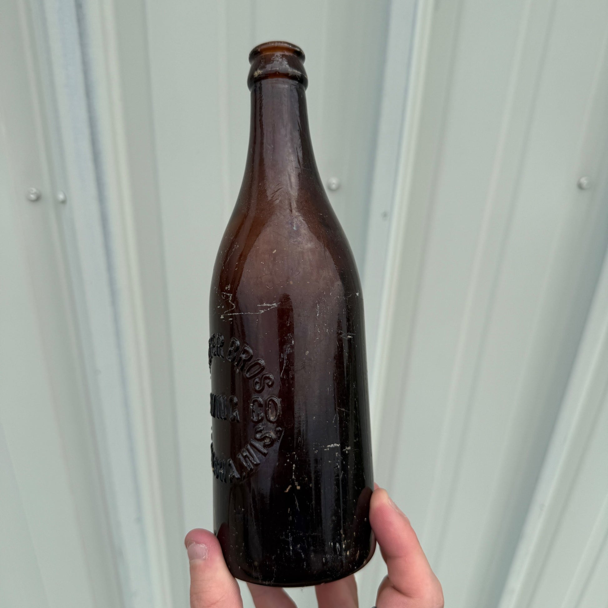 Pre-Pro Walter Bros Brewing Co. Beer Bottle 12oz Amber Brown Embossed Menasha WI