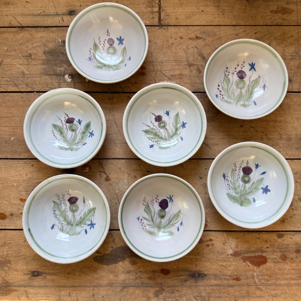Buchan Thistle Serving  Scotland Stoneware Pottery  Dessert or Cereal Bowls 6”