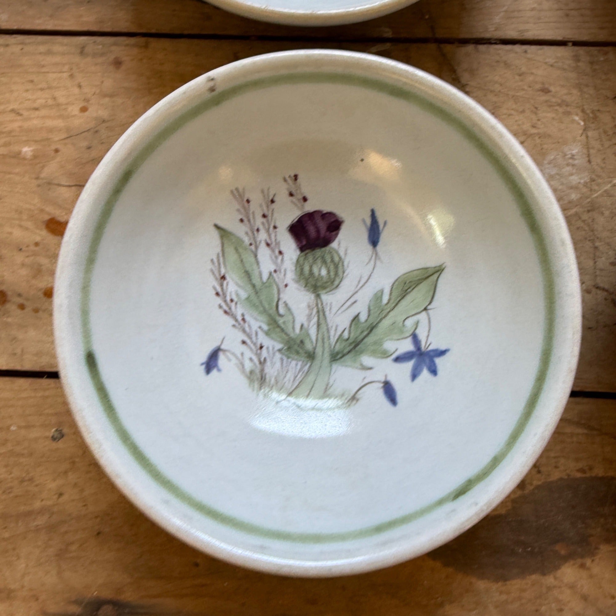 Buchan Thistle Serving  Scotland Stoneware Pottery  Dessert or Cereal Bowls 6”