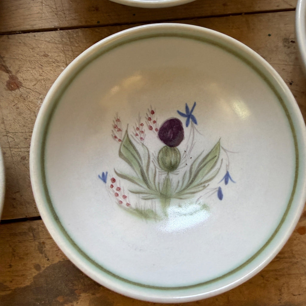 Buchan Thistle Serving  Scotland Stoneware Pottery  Dessert or Cereal Bowls 6”
