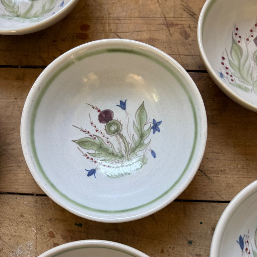 Buchan Thistle Serving  Scotland Stoneware Pottery  Dessert or Cereal Bowls 6”
