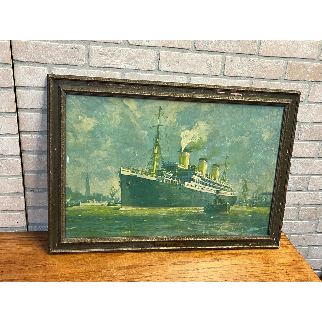 Vintage Hamburg-American Line Original Advertising Litho Print SS Reliance Hans Bohrdt Ship