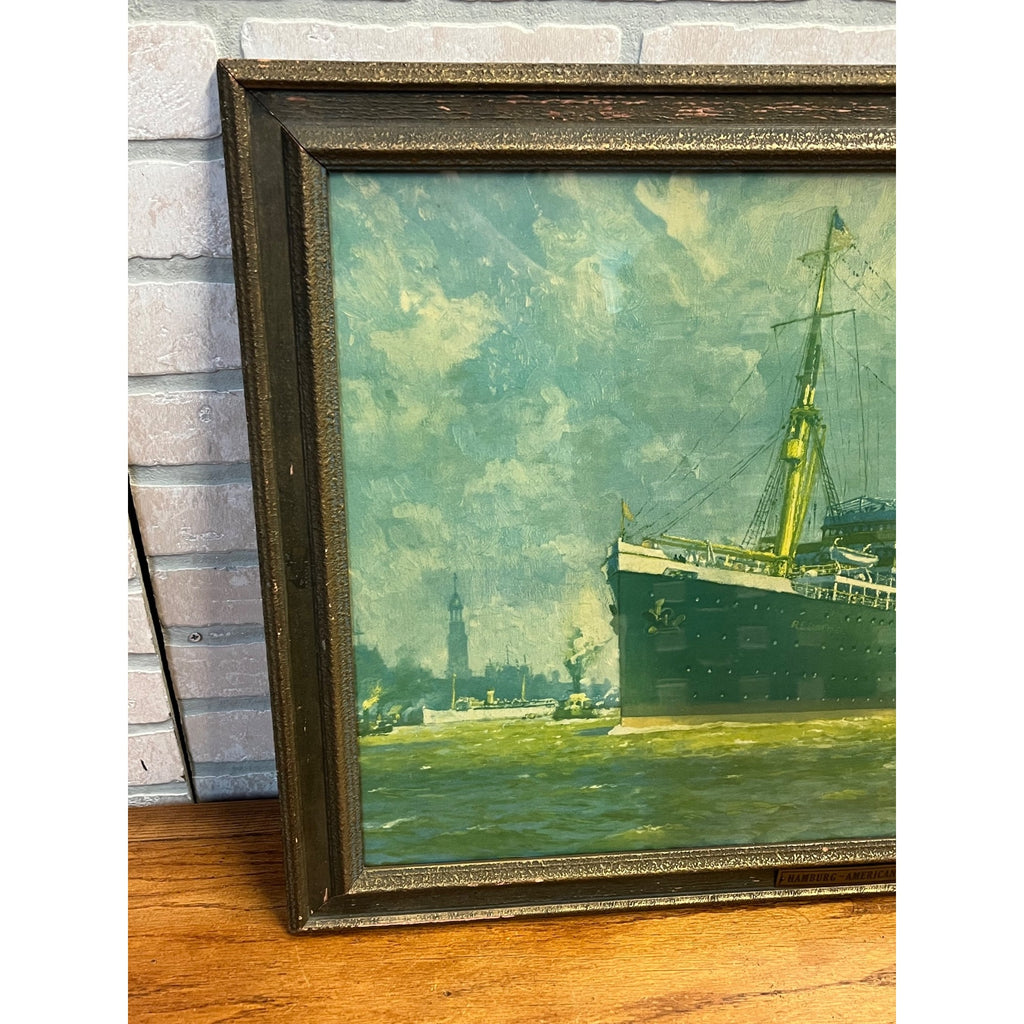 Vintage Hamburg-American Line Original Advertising Litho Print SS Reliance Hans Bohrdt Ship