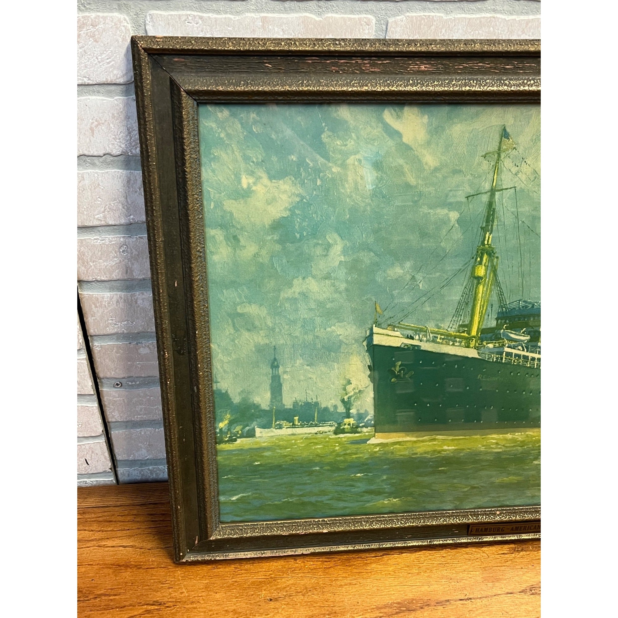 Vintage Hamburg-American Line Original Advertising Litho Print SS Reliance Hans Bohrdt Ship