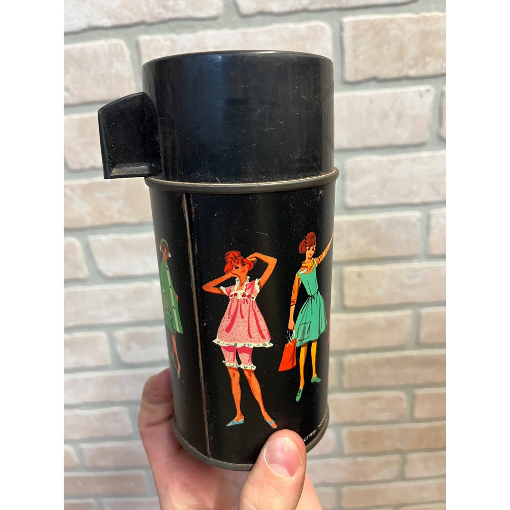 Vintage 1964 Aladdin Tammy 8 oz Metal Thermos with Cap and Cup Half Pint