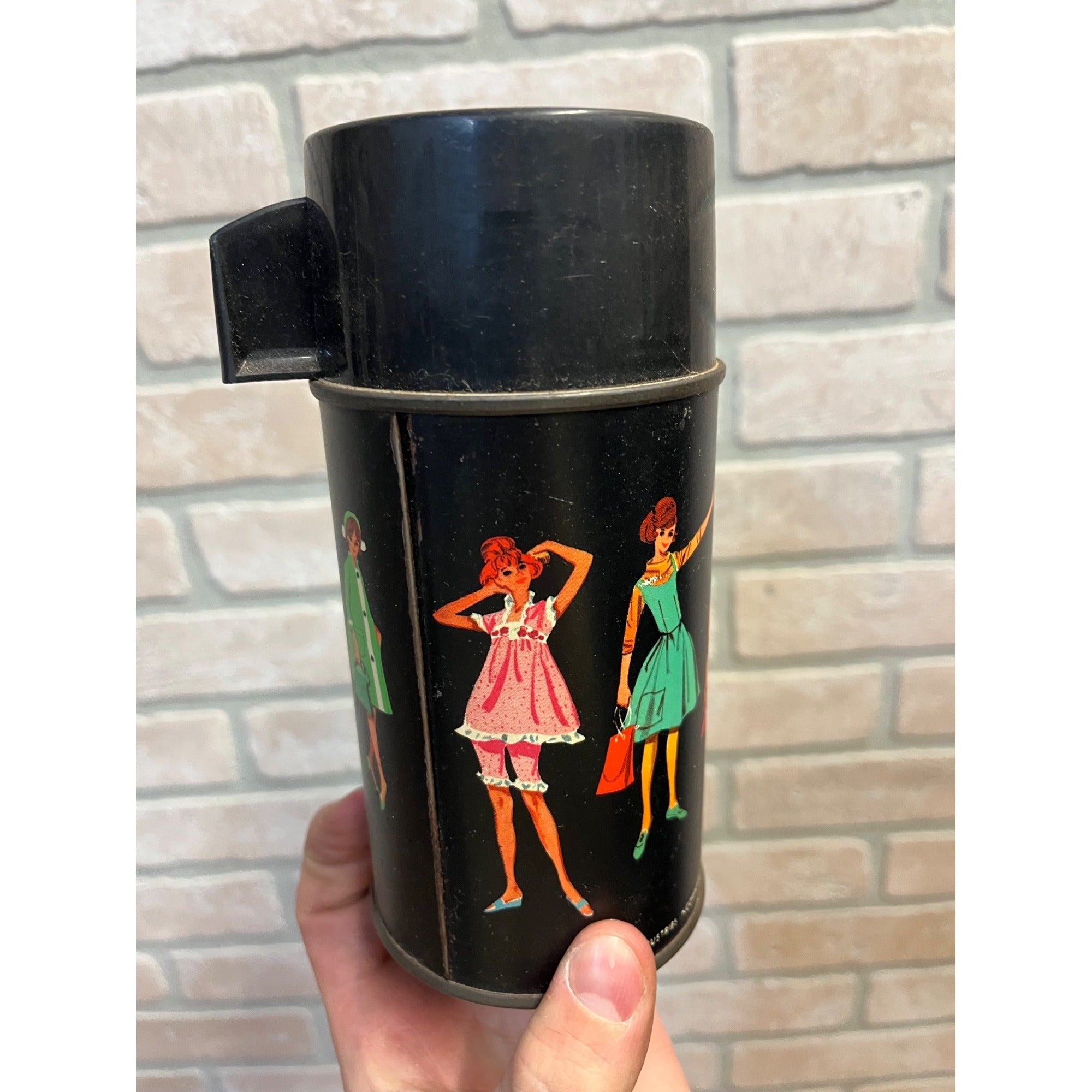 Vintage 1964 Aladdin Tammy 8 oz Metal Thermos with Cap and Cup Half Pint