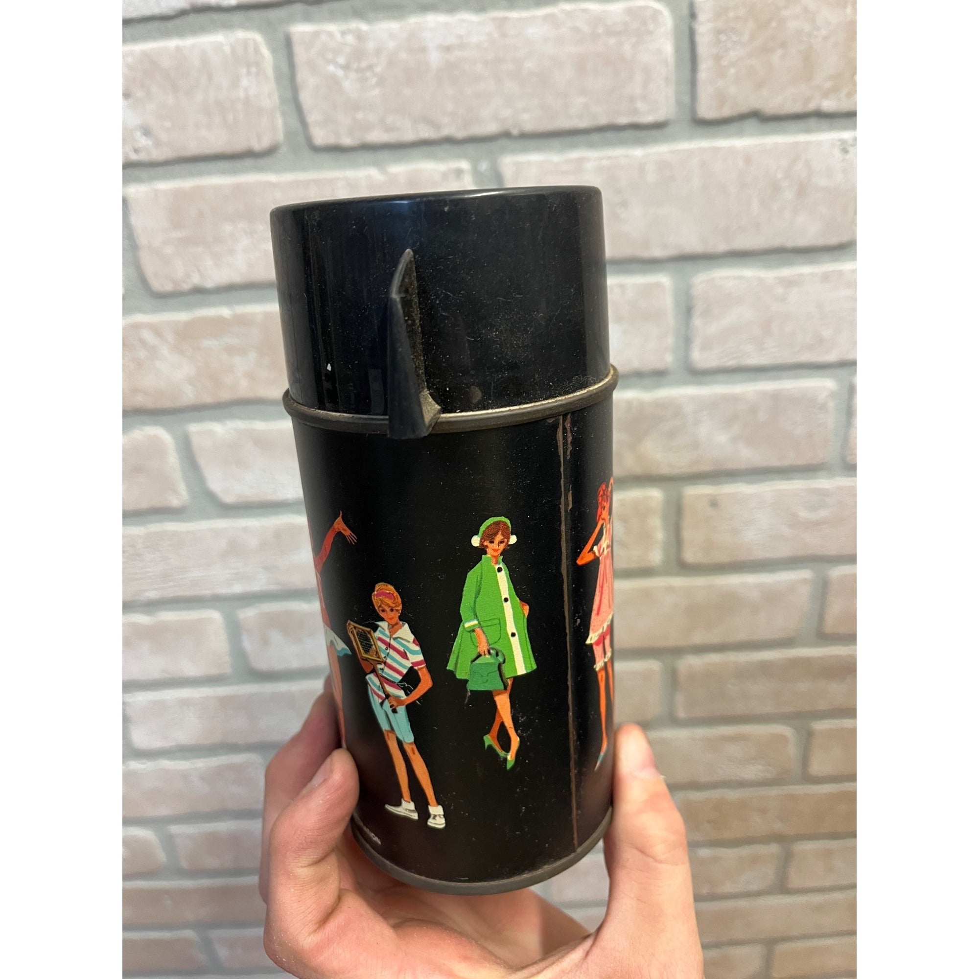 Vintage 1964 Aladdin Tammy 8 oz Metal Thermos with Cap and Cup Half Pint