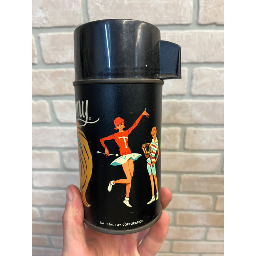 Vintage 1964 Aladdin Tammy 8 oz Metal Thermos with Cap and Cup Half Pint