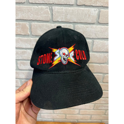 Vintage 1998 WWF Stone Cold Steve Austin Black Snapback Hat Very Rare HTF Retro