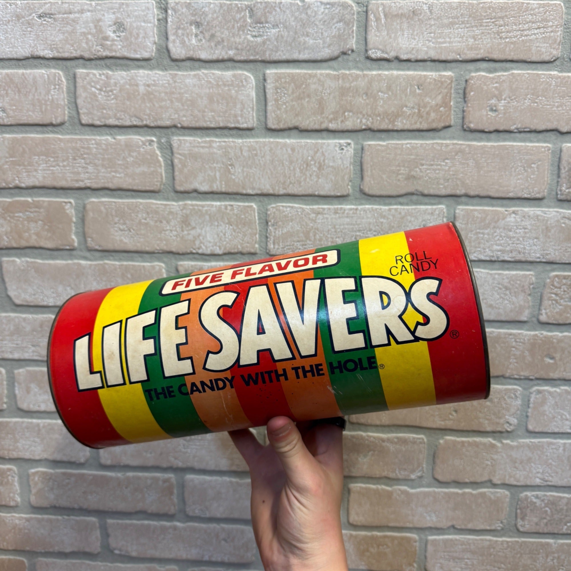 Vintage Life Saver Candy Piggy Bank Tin Size 12x5