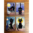 RARE Halloween Black Cat Felt Add-On Postcard Complete Set Gabriel Series 1211