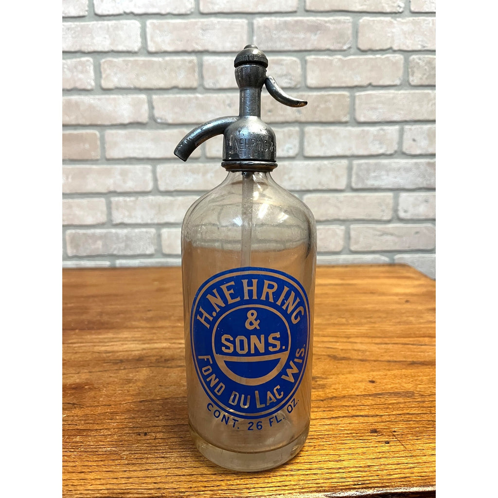 RARE Vintage H. Nehring & Sons Fond du Lac Wis Seltzer Soda Bottle Wisconsin