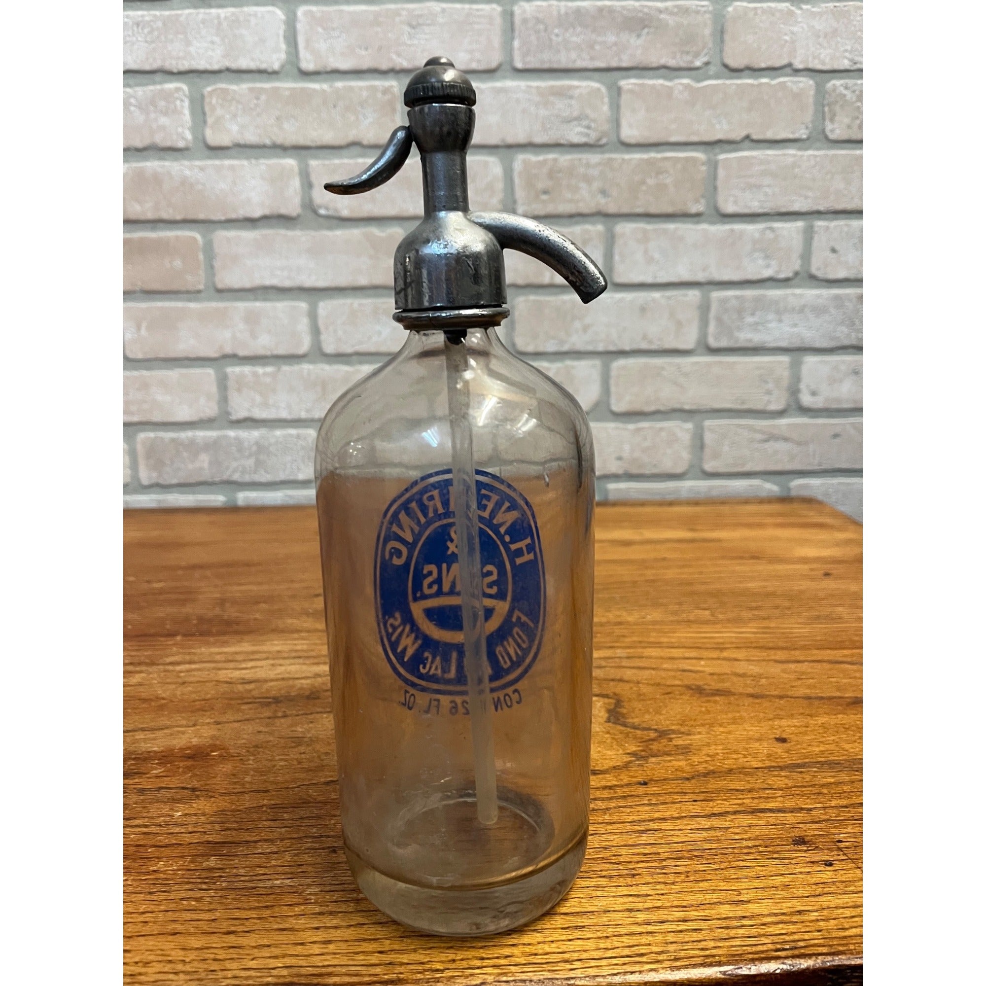 RARE Vintage H. Nehring & Sons Fond du Lac Wis Seltzer Soda Bottle Wisconsin