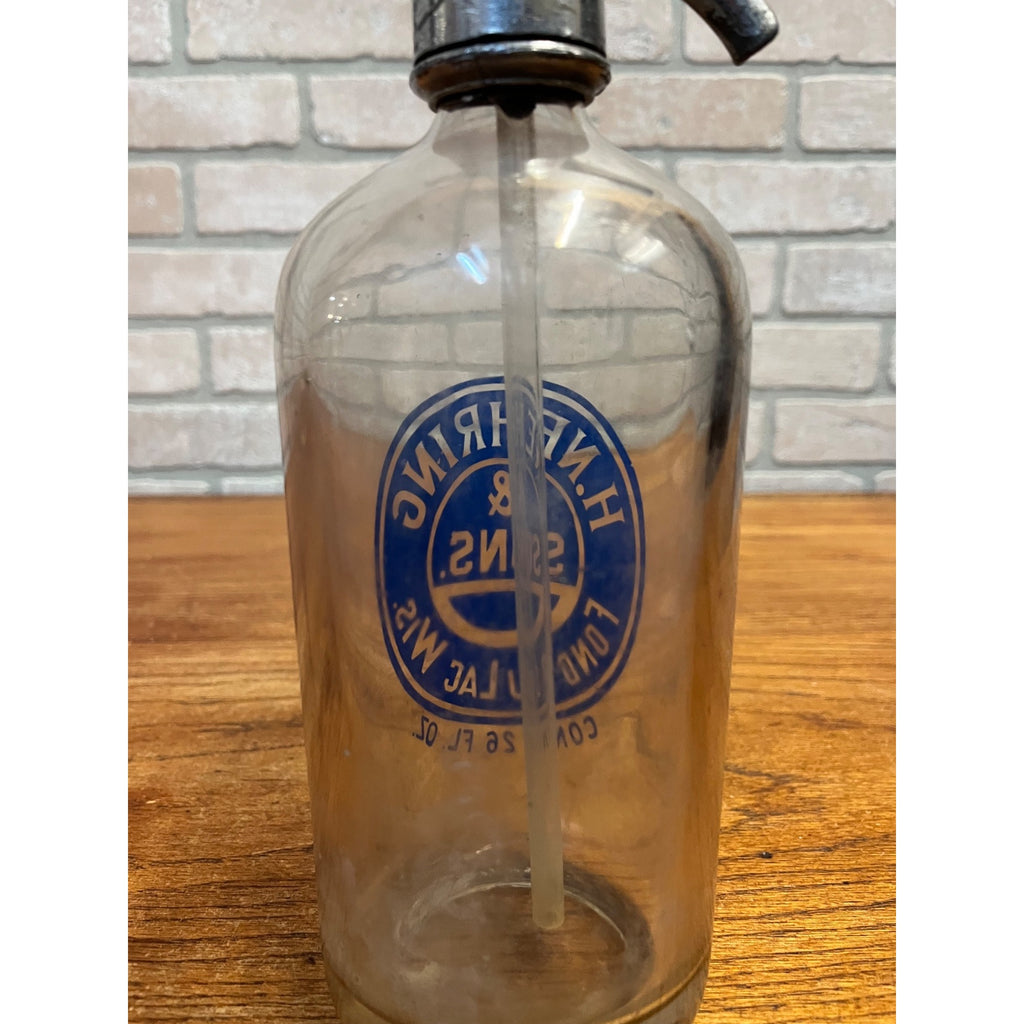 RARE Vintage H. Nehring & Sons Fond du Lac Wis Seltzer Soda Bottle Wisconsin