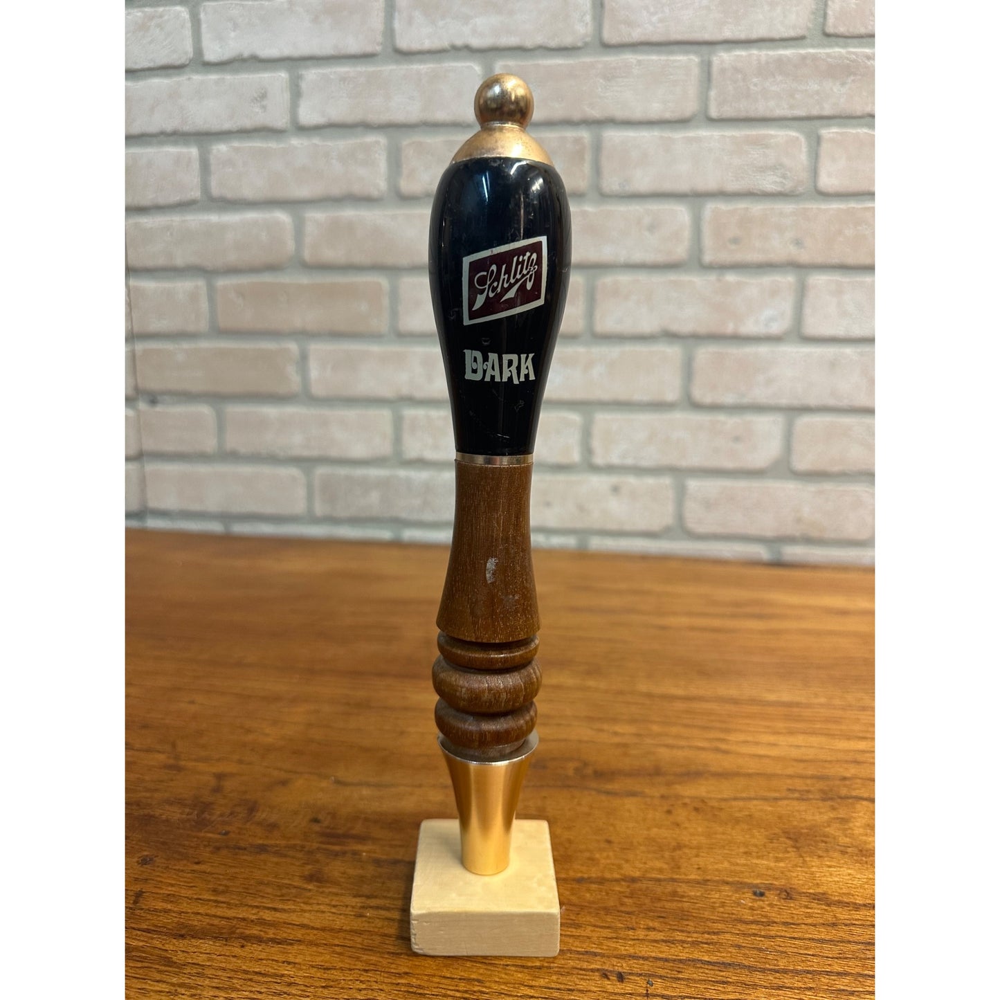 Vintage 1950s Schlitz Dark Beer Tap Handle Knob Ceramic & Wood