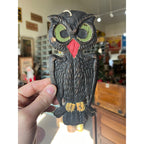 Antique 1920s German Halloween Diecut Owl 7.5" w/ Crepe Transparent Insert