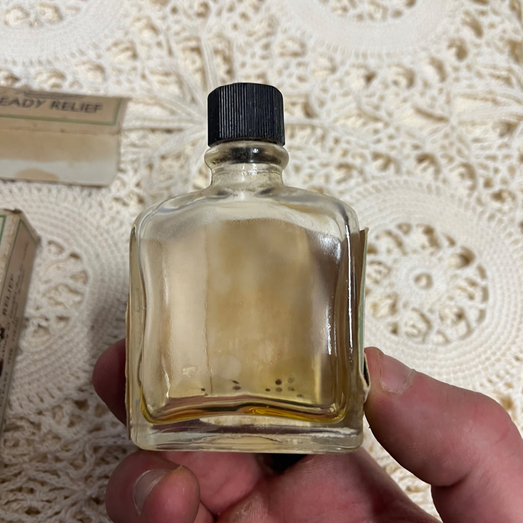 Vintage W.T. Rawleigh's Ready Relief Essential Oil Medicine Bottle & Box Pharmacy