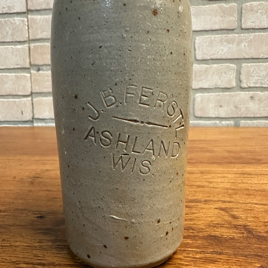 Antique Stoneware Bottle - J.B. Ferstl Ashland Wisconsin Brewery Beer