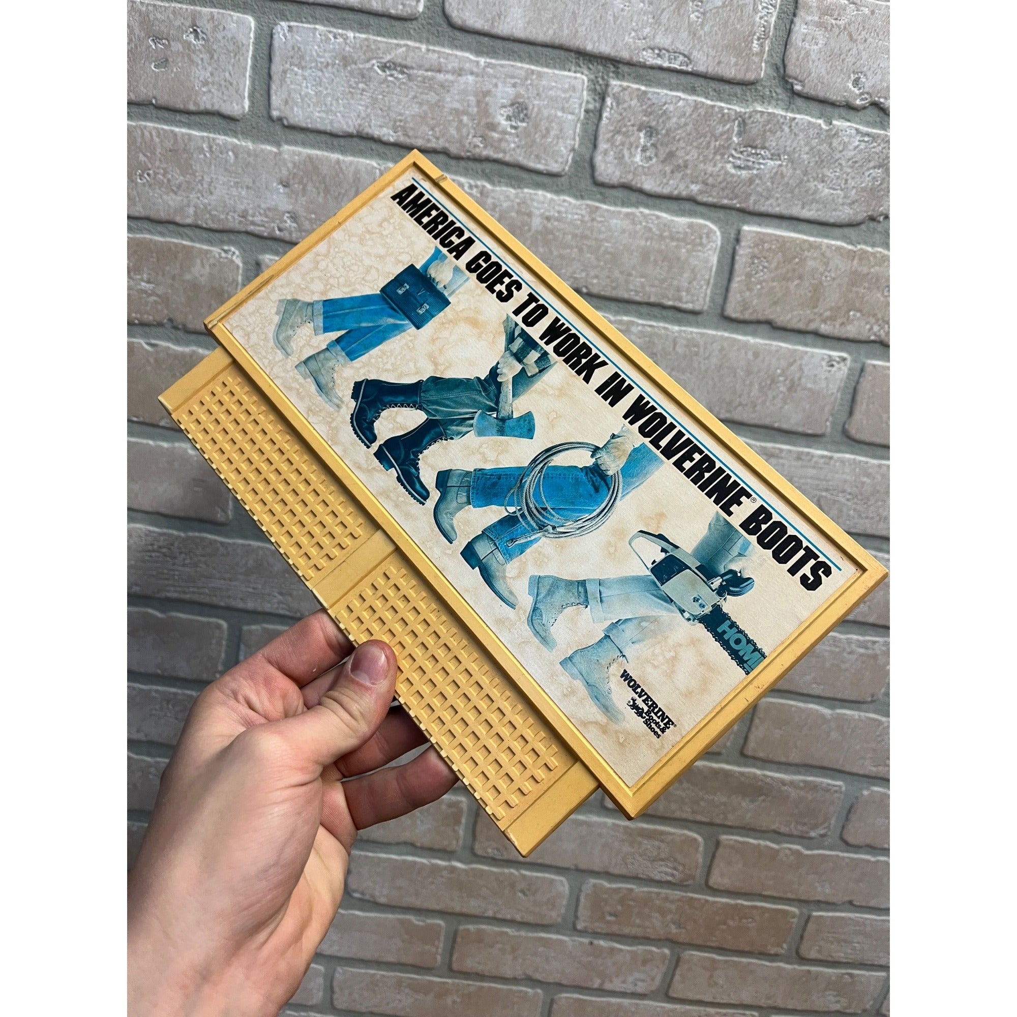 Vintage Wolverine Boots & Shoes Plastic Advertising Sign Display