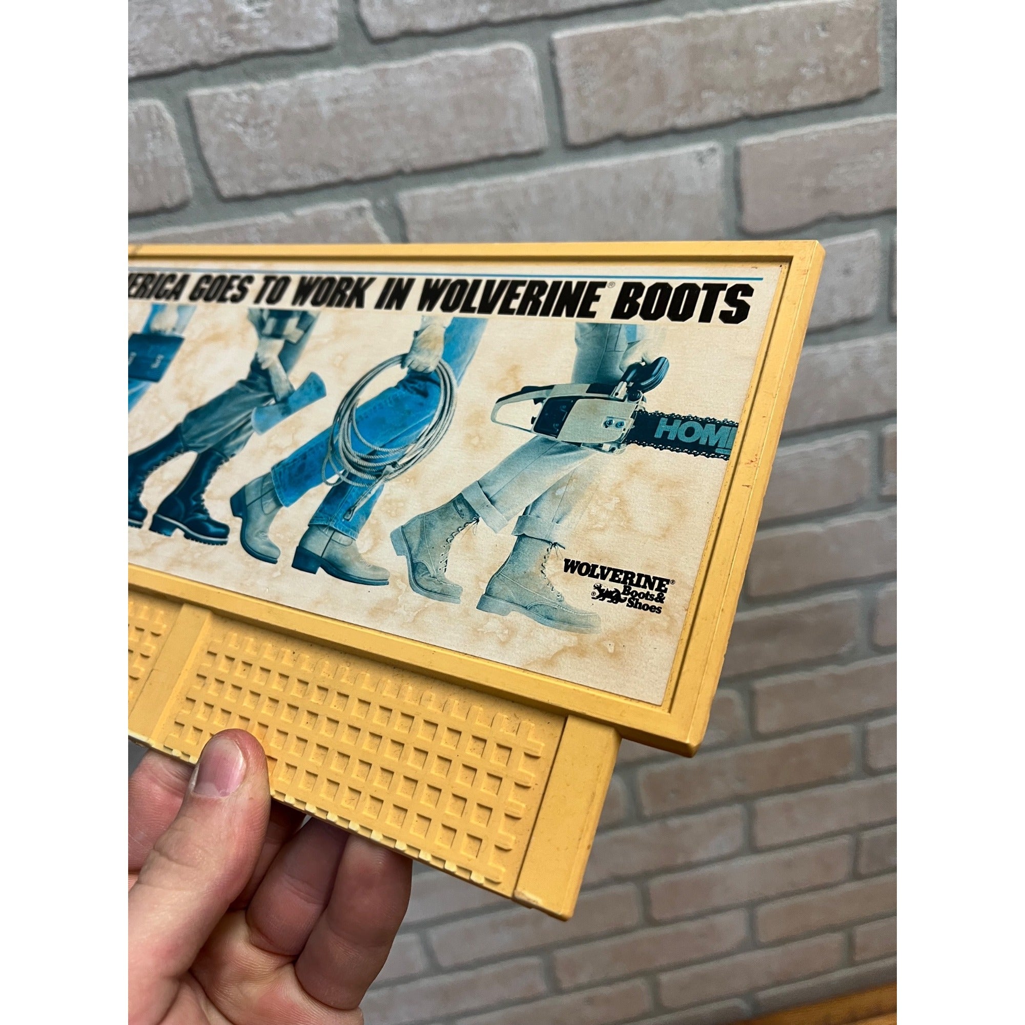 Vintage Wolverine Boots & Shoes Plastic Advertising Sign Display