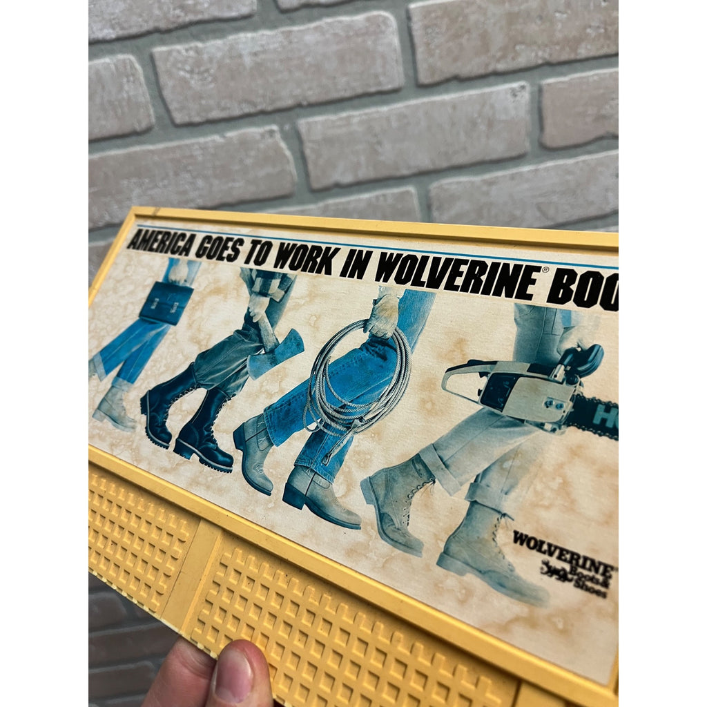 Vintage Wolverine Boots & Shoes Plastic Advertising Sign Display