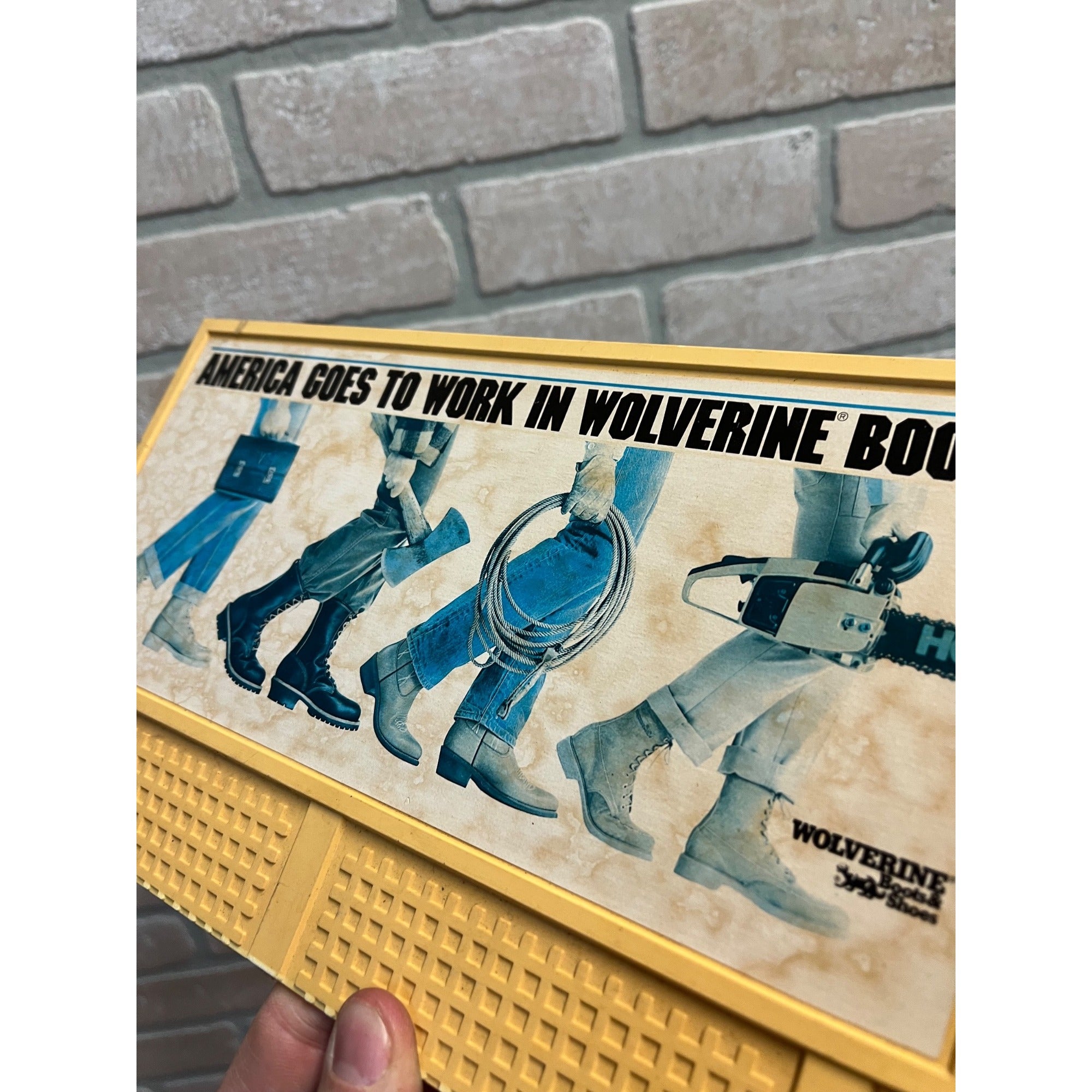 Vintage Wolverine Boots & Shoes Plastic Advertising Sign Display