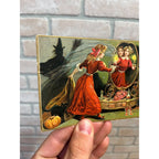 Postcard Halloween Lady Looking Mirror Reflection Tuck Series 150