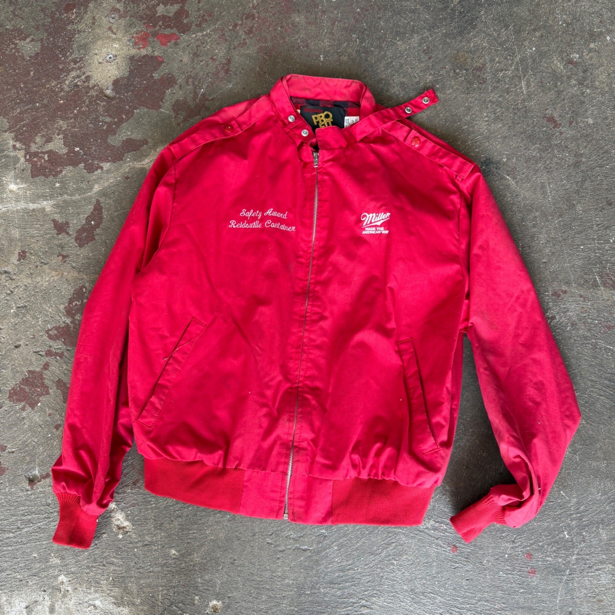 Vintage  Miller High Life Work Distributor Jacket Size XL Zipper Red