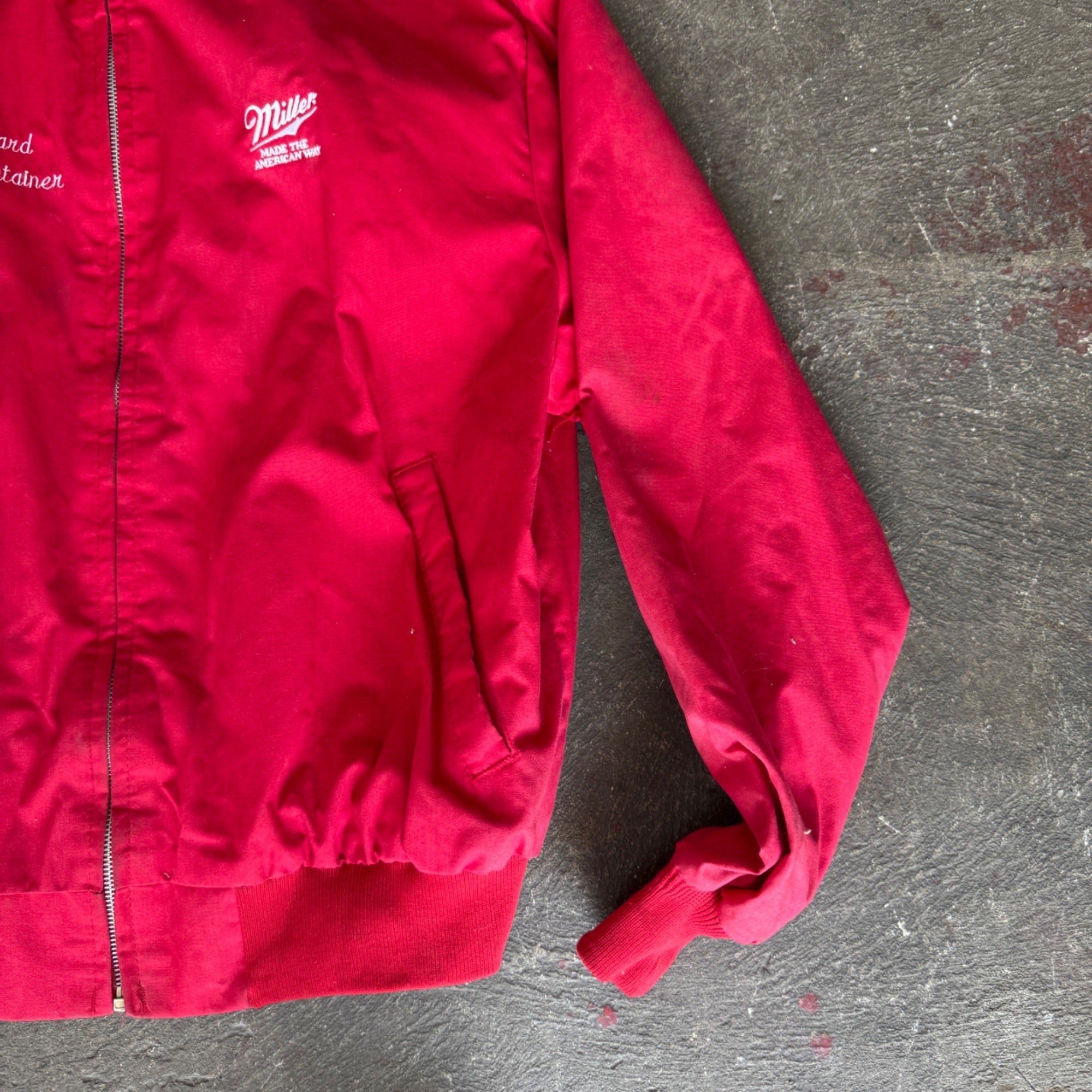 Vintage  Miller High Life Work Distributor Jacket Size XL Zipper Red