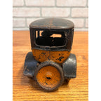Vintage Arcade Cast Iron Car 8" 1920's Orange Black Yellow Taxi Cab w/Driver
