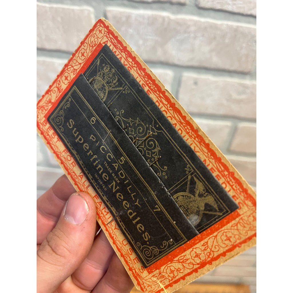 Antique Vintage Victorian Piccadilly Needle Case Adverising Card w Needles - Fair