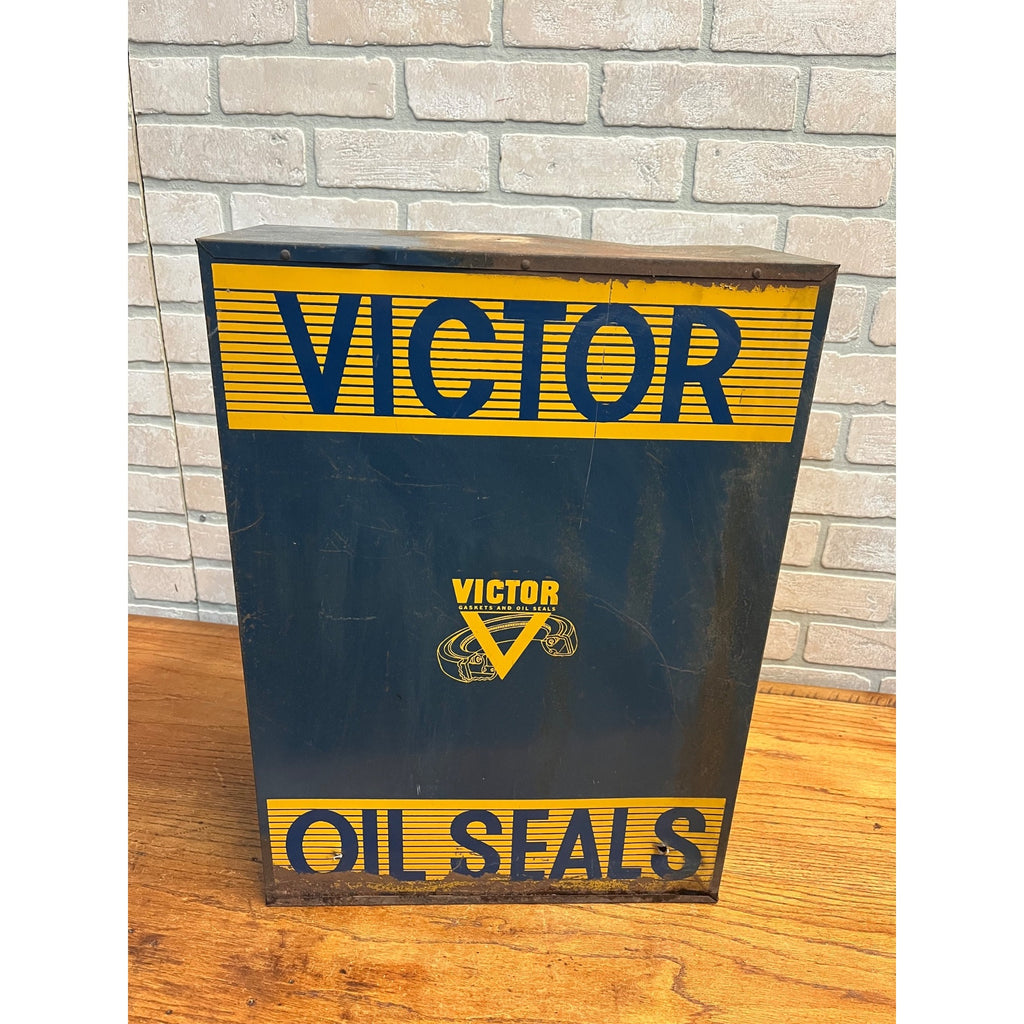 Vintage Victor Oil Gasket Seals Advertising Display Rack Cabinet Sign Garage