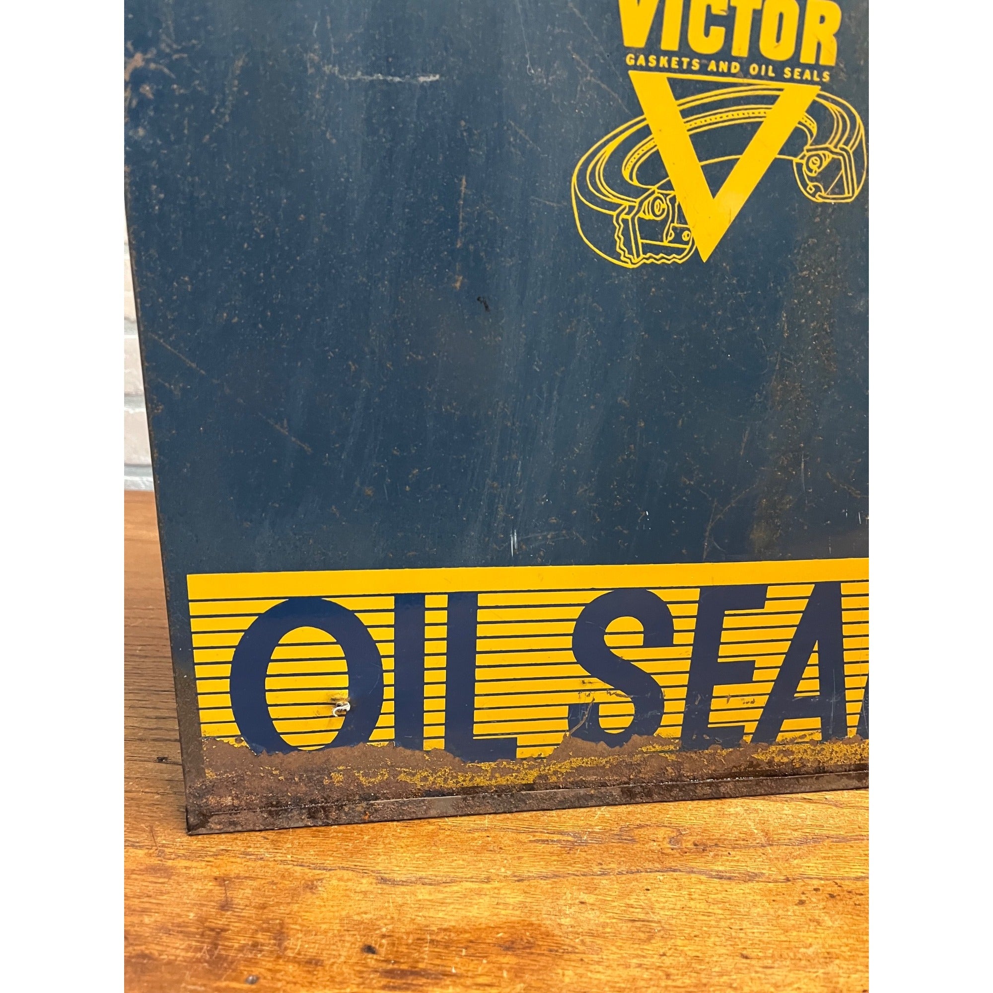 Vintage Victor Oil Gasket Seals Advertising Display Rack Cabinet Sign Garage