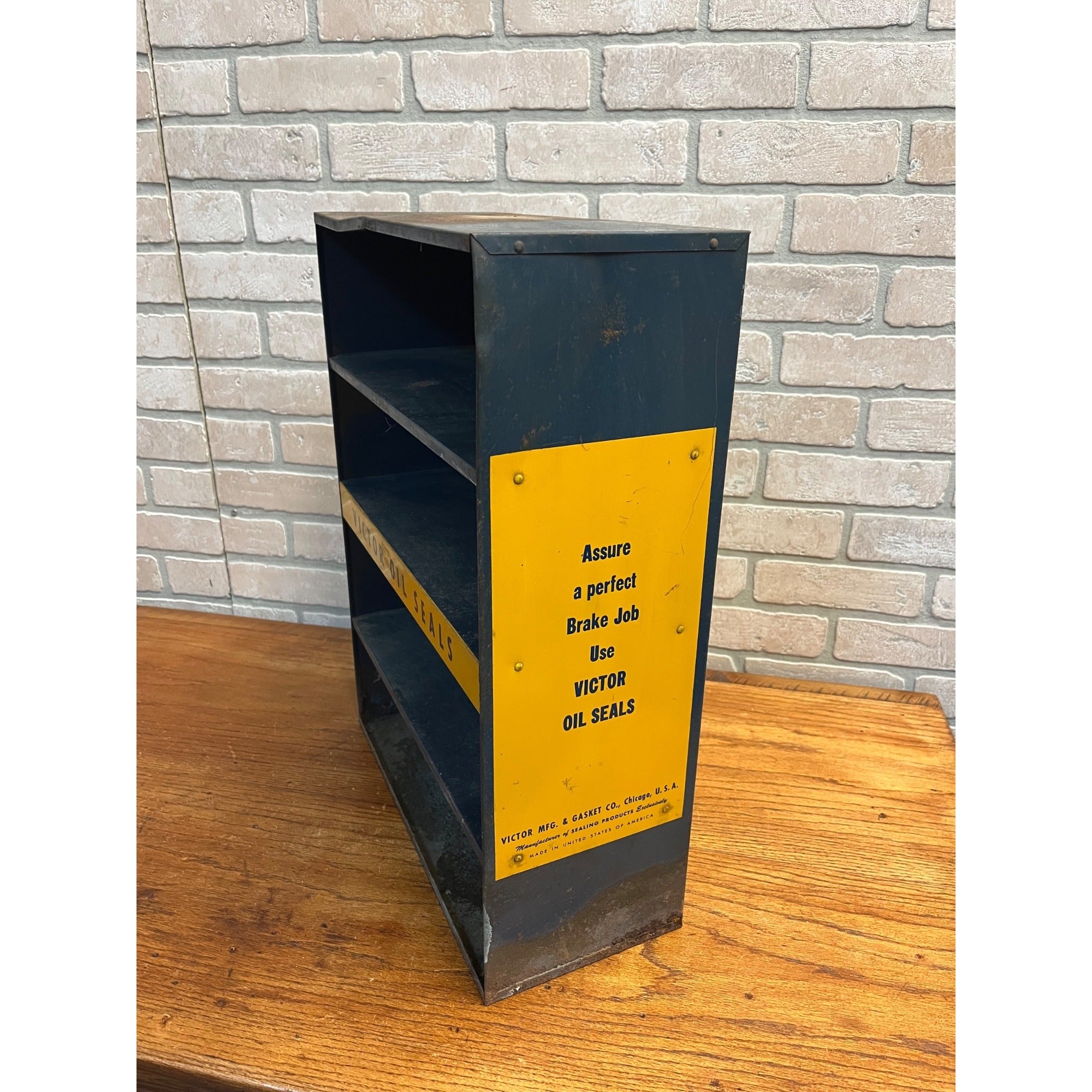 Vintage Victor Oil Gasket Seals Advertising Display Rack Cabinet Sign Garage